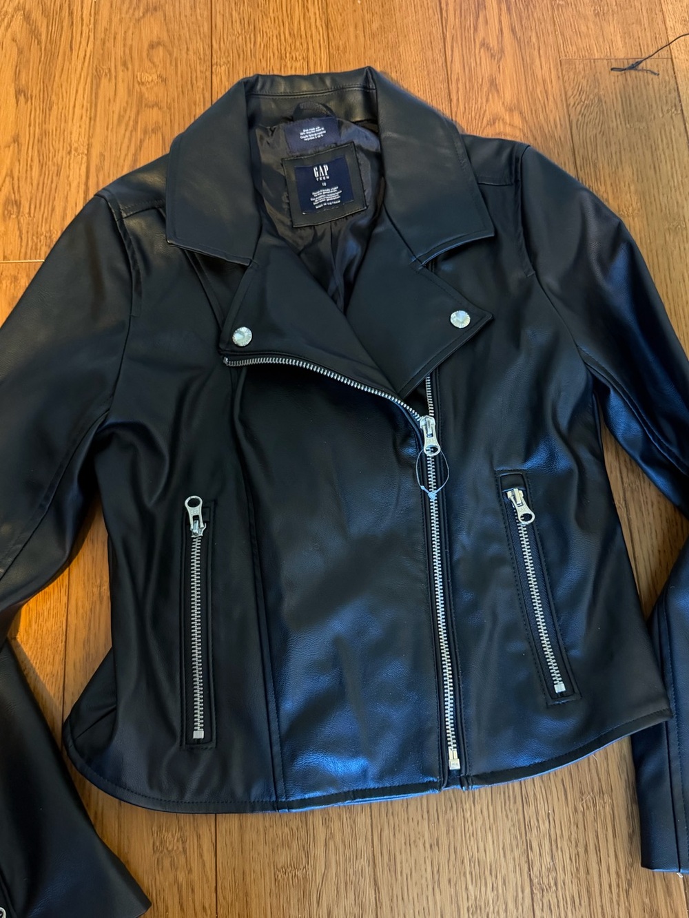 GAP Kids Black Faux Leather Moto Jacket